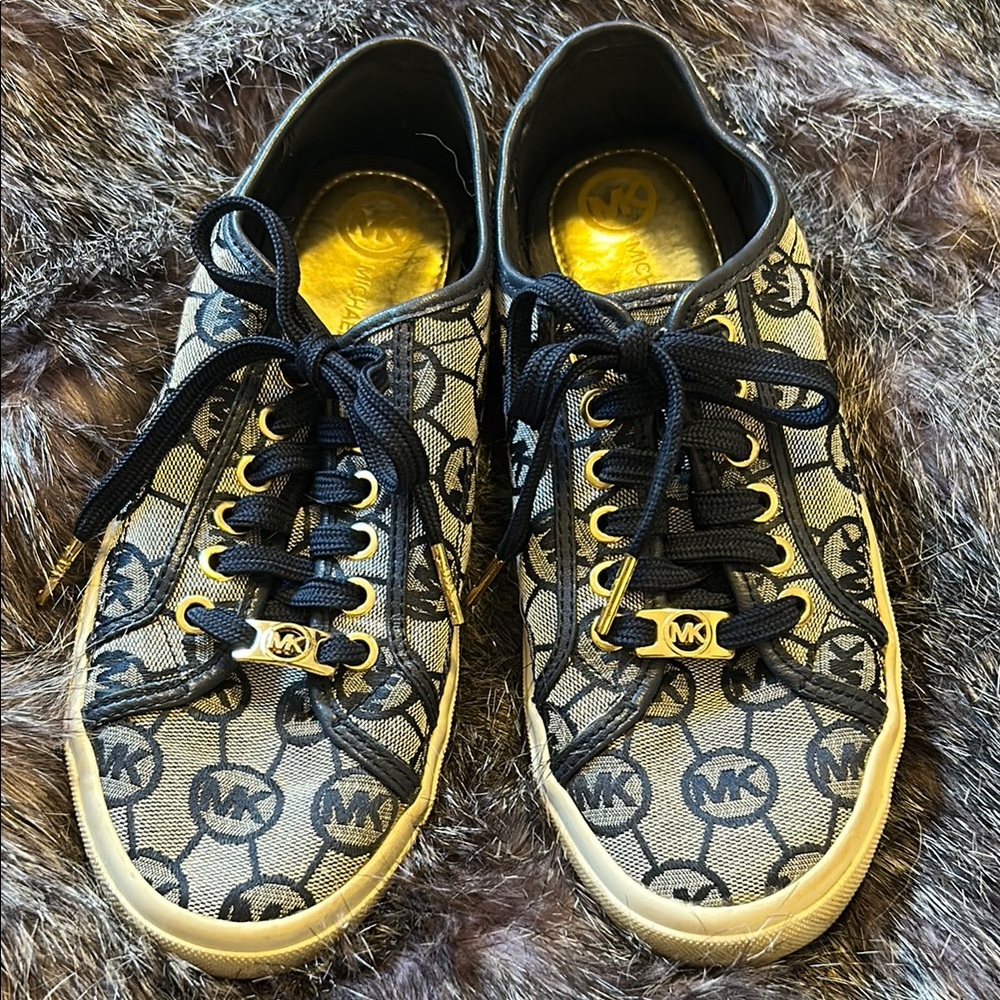 Michael Kors Black and Gold Logo Sneakers